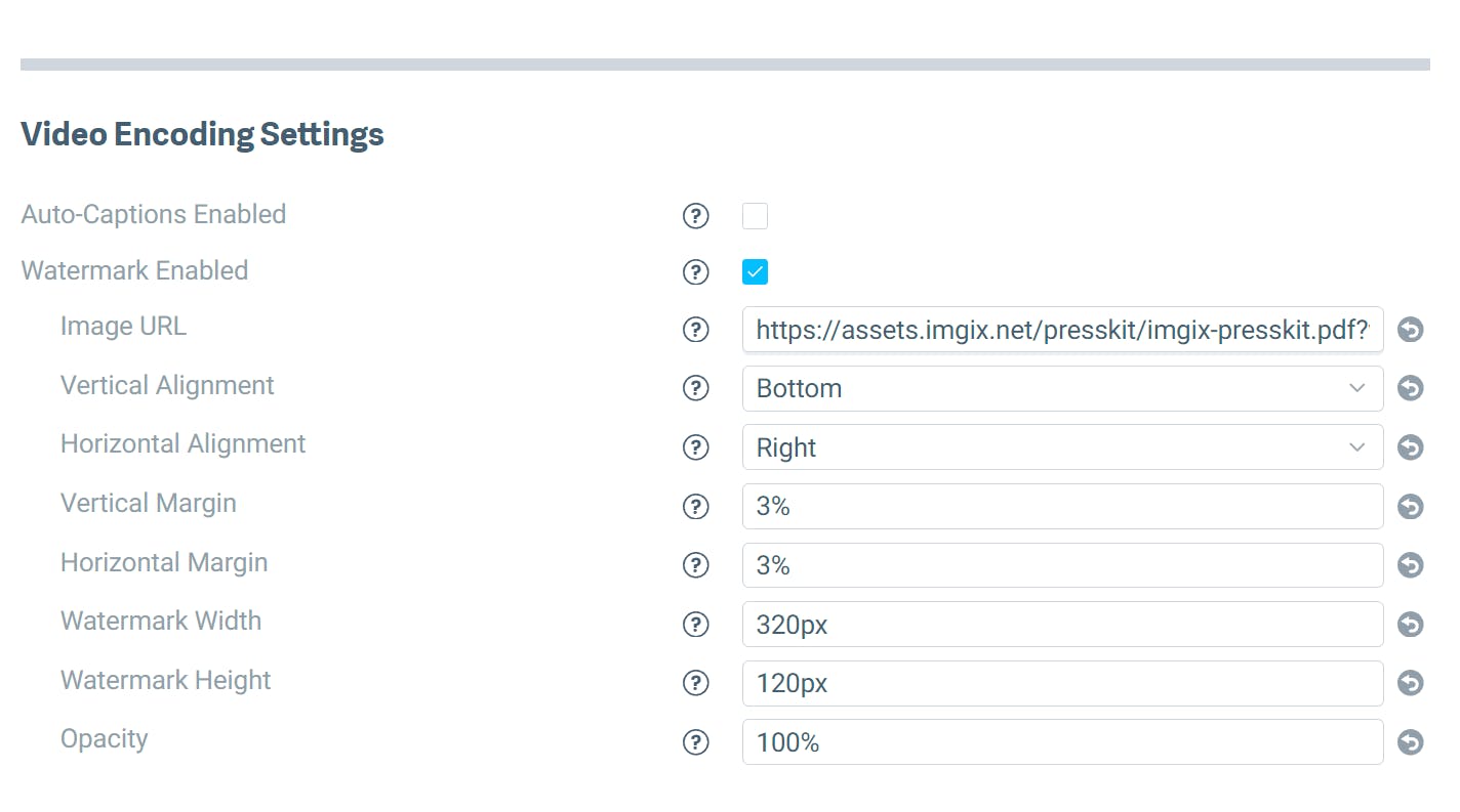 Video encoding watermark configuration