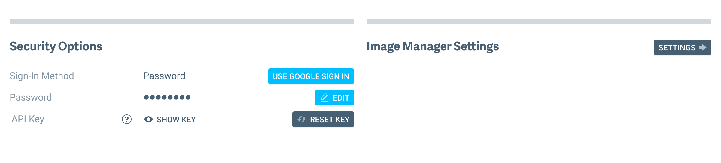 Screenshot of Account page