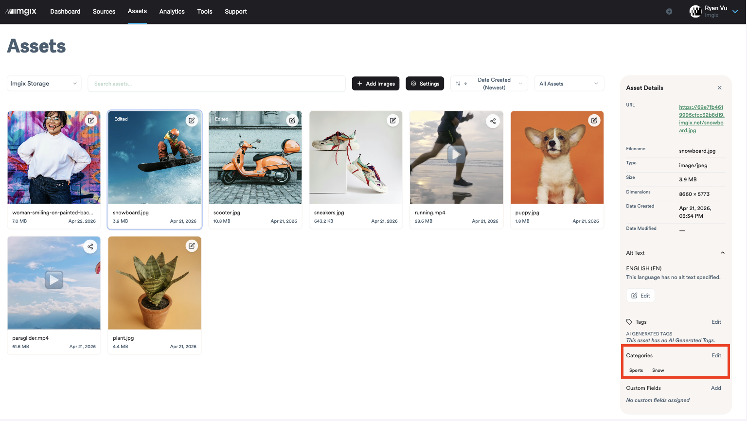 Screenshot of category search