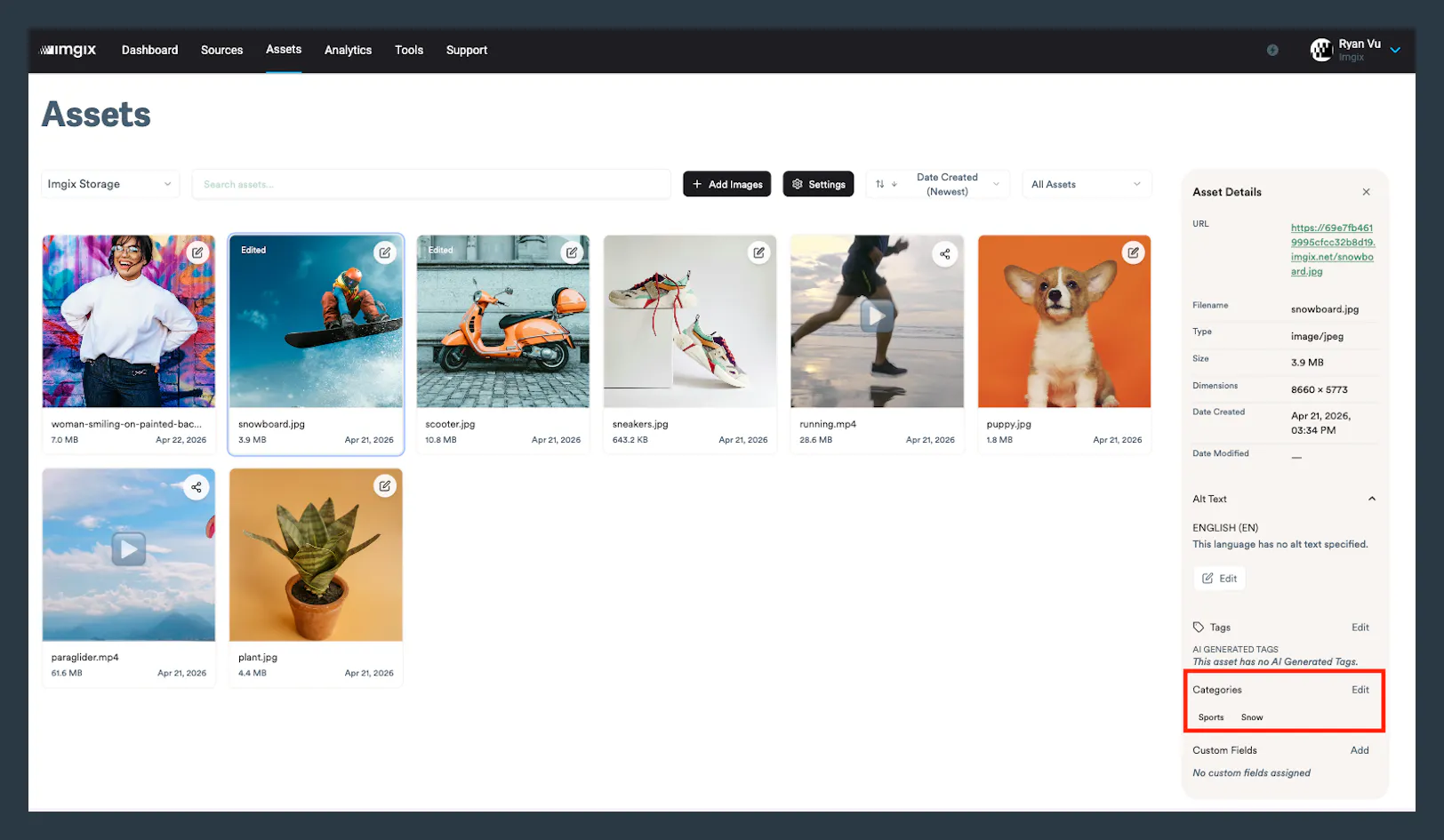 Screenshot of category search