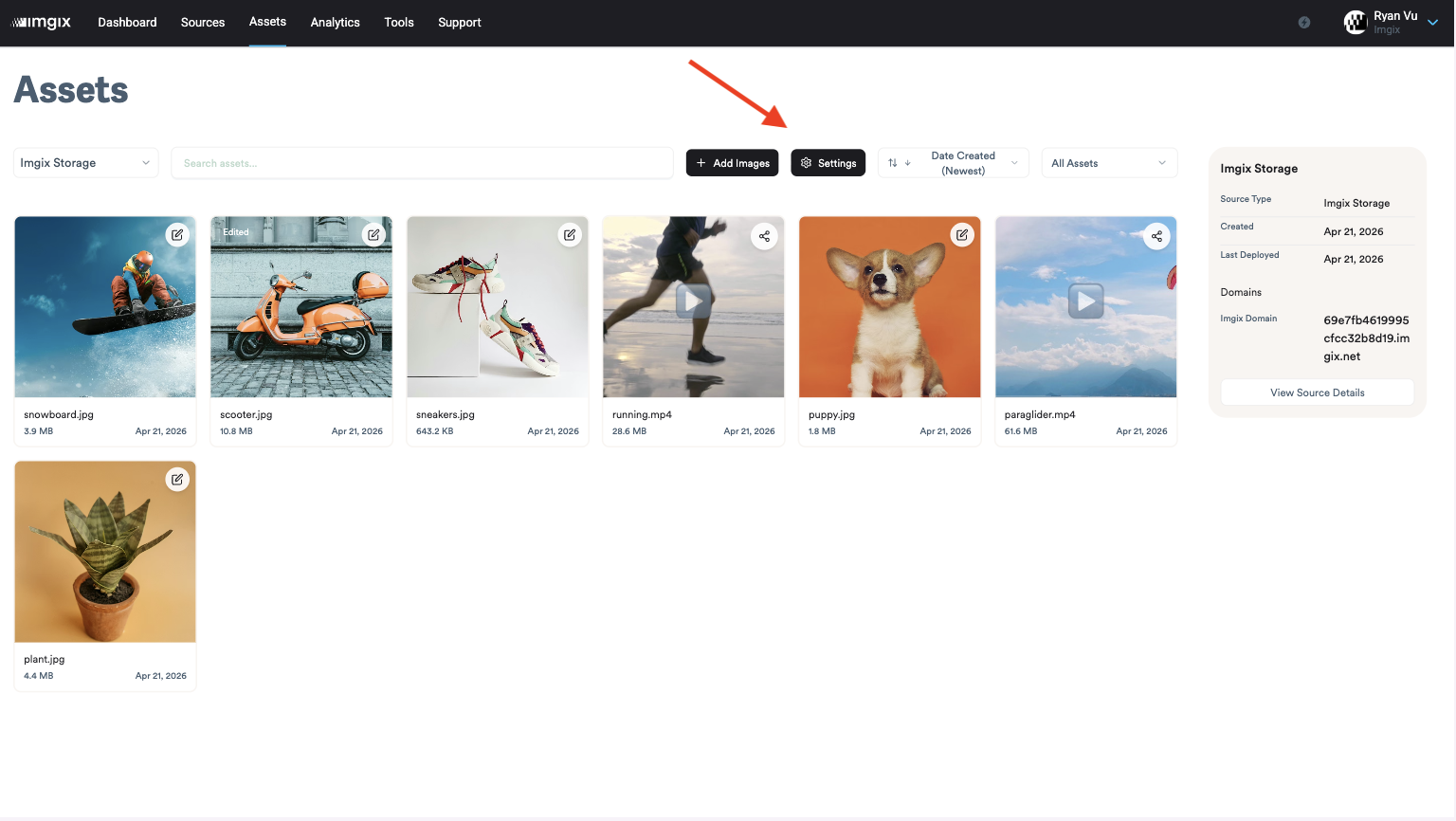 Screenshot of settings icon