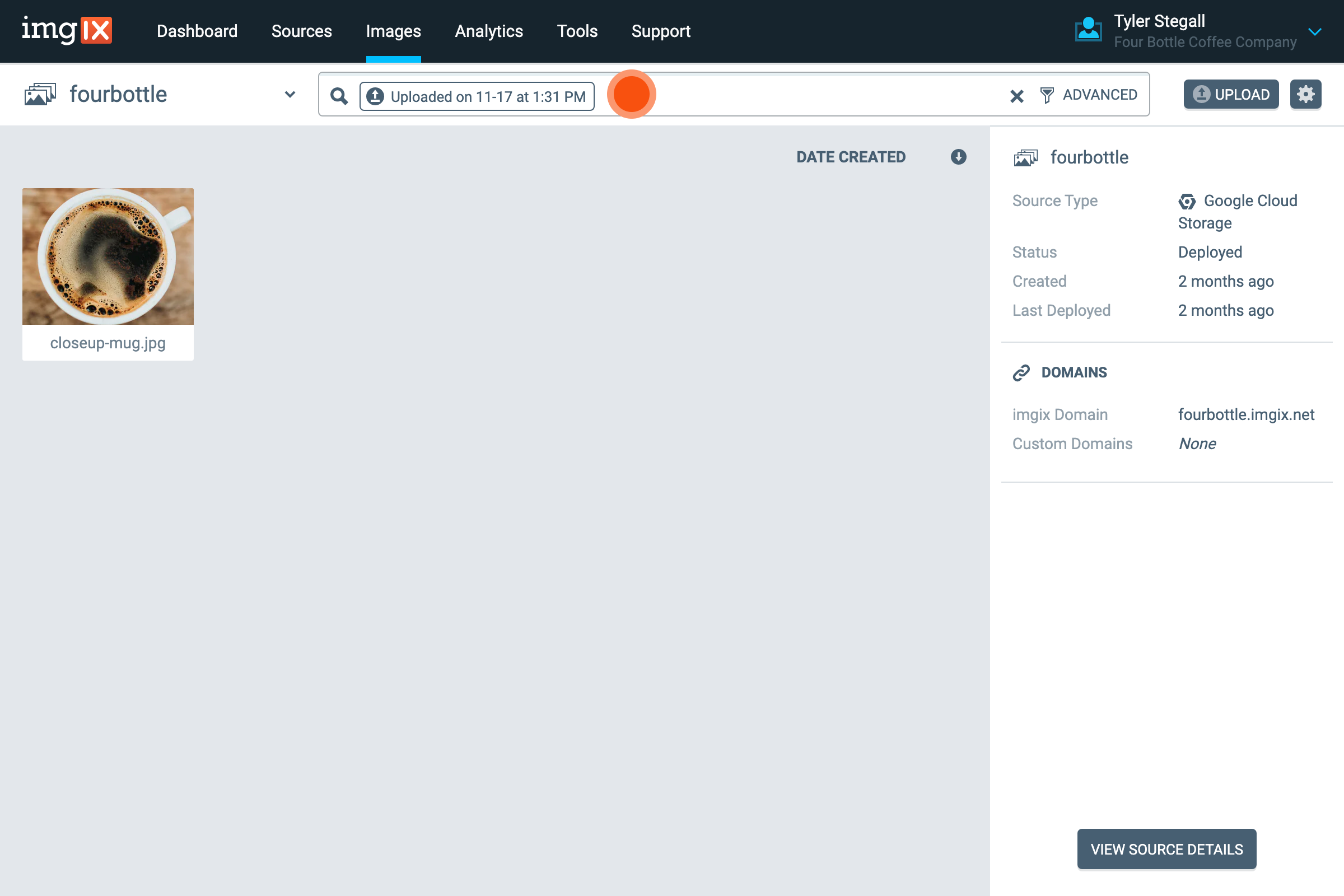 Screenshot of uploaded images