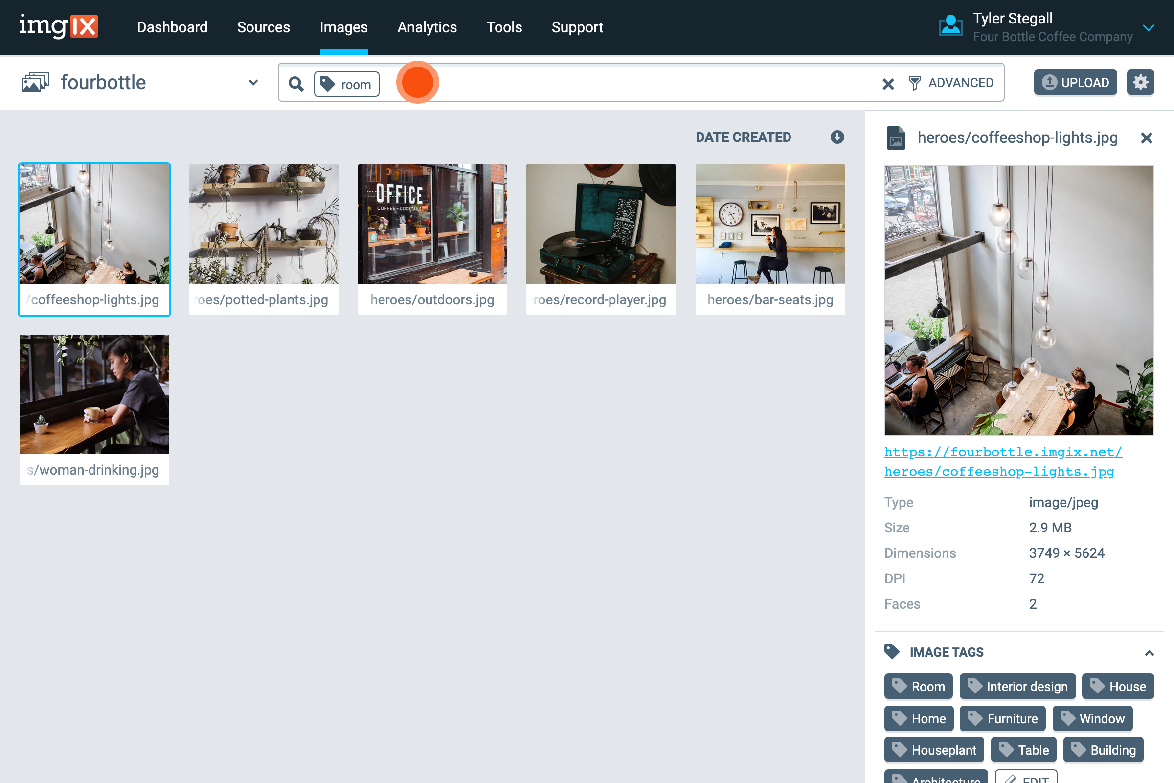 Screenshot of tag search