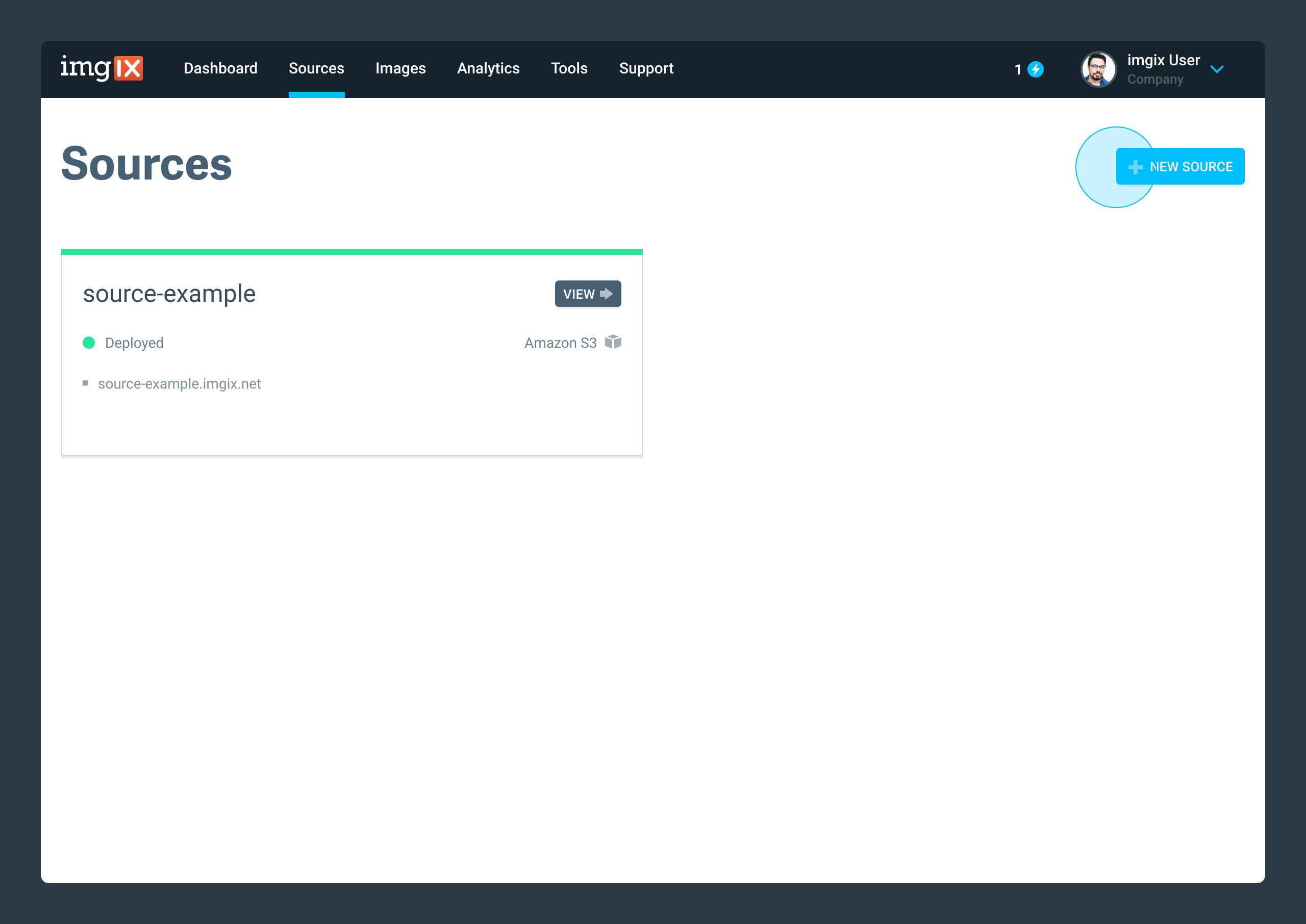 Create a new imgix source by clicking the New Source button.
