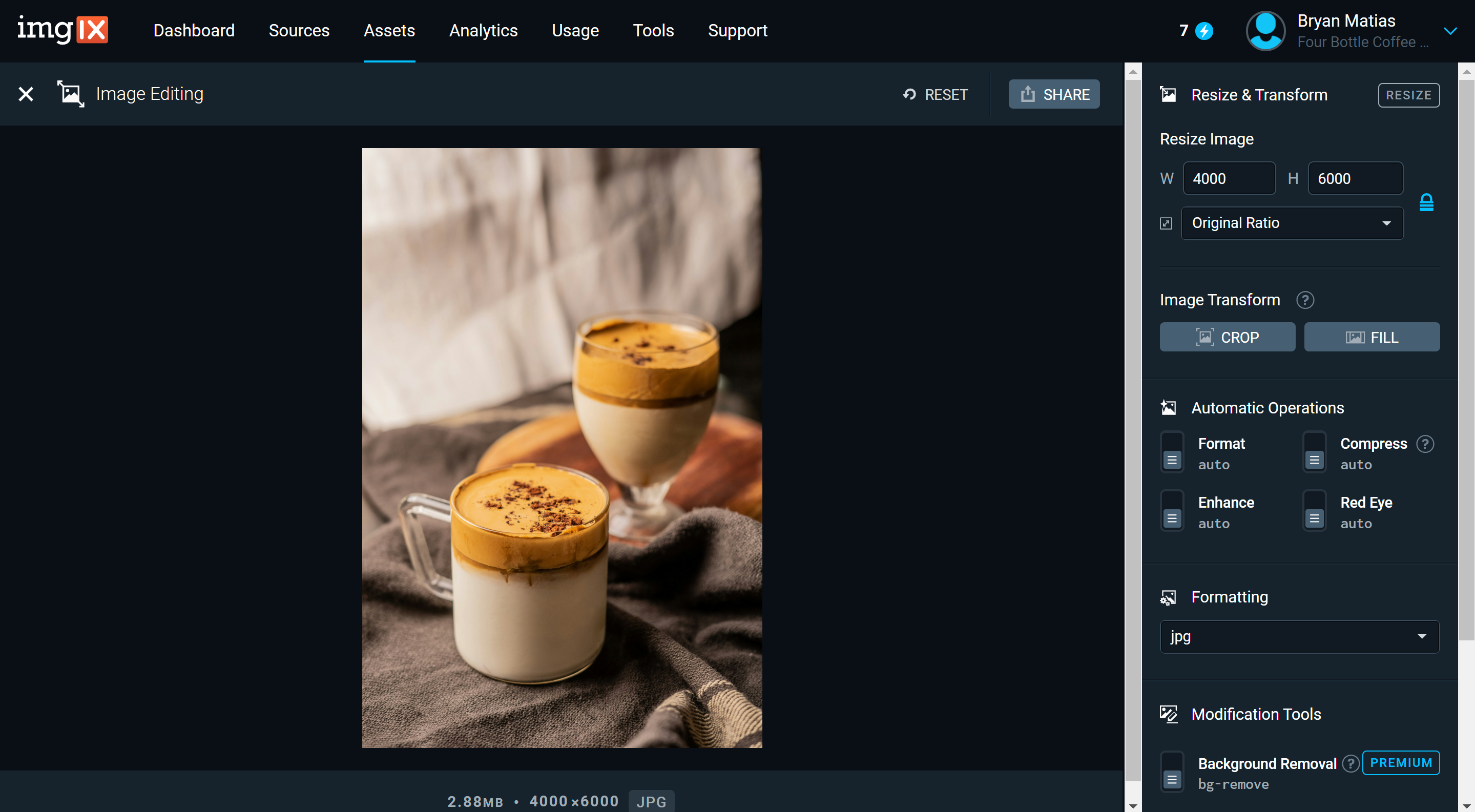 Image editing section