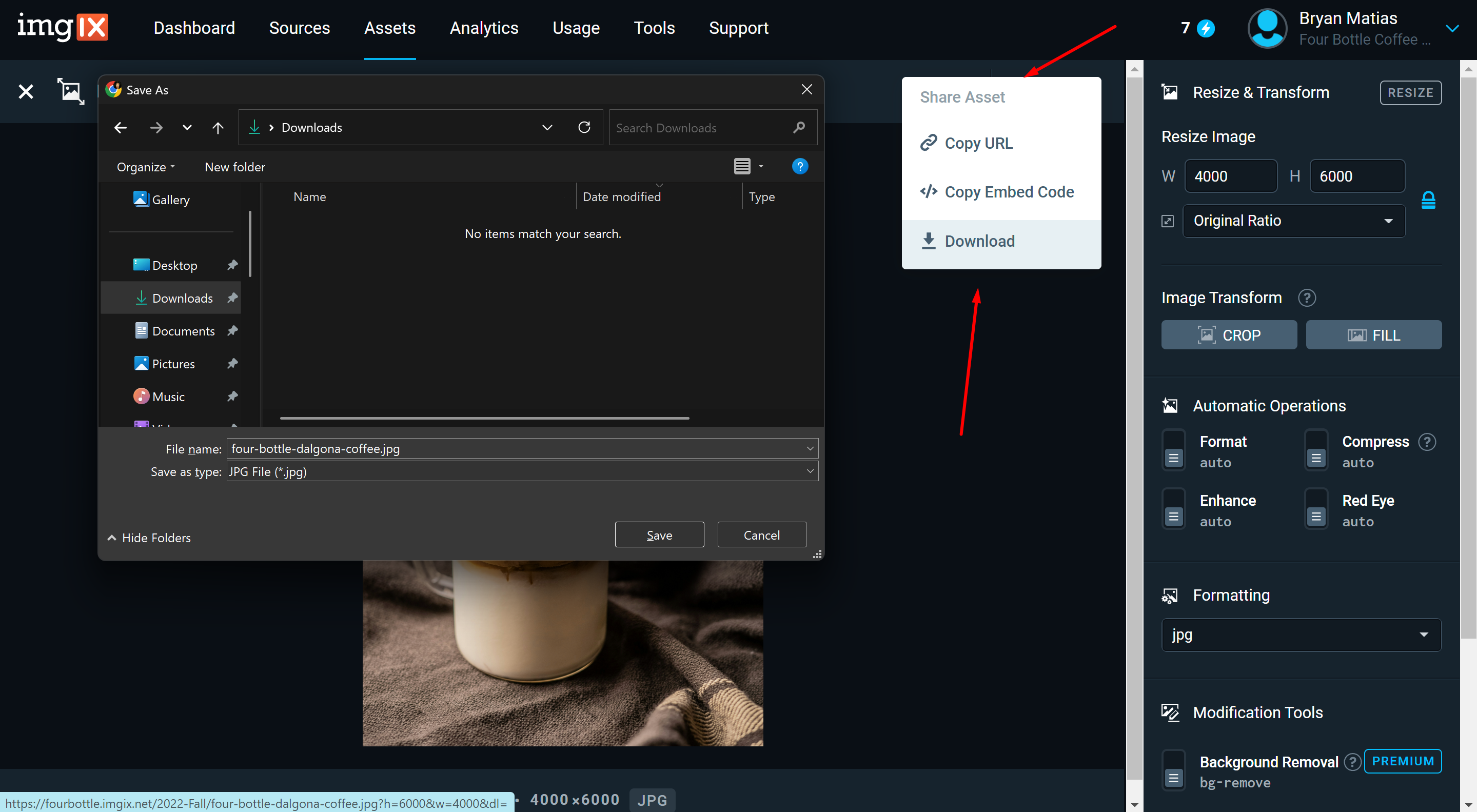 Image editing section