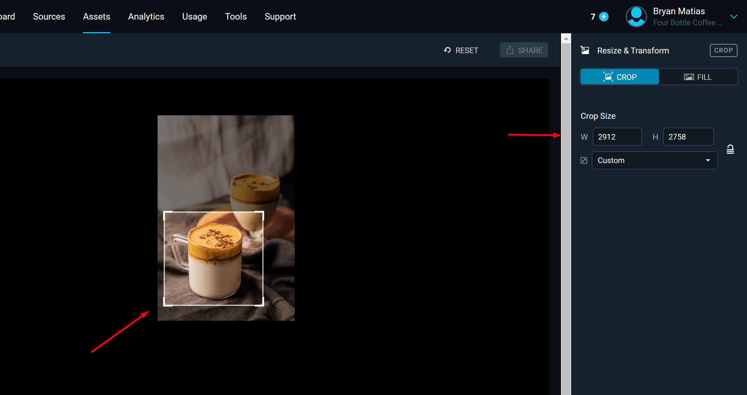 Point and click cropping