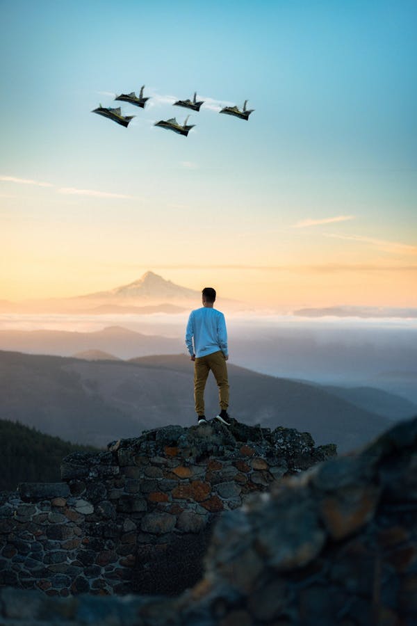 Image example with dragons flying around