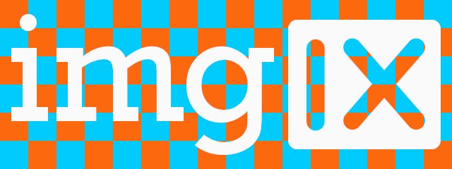 imgix logo with blue and orange transparency grid