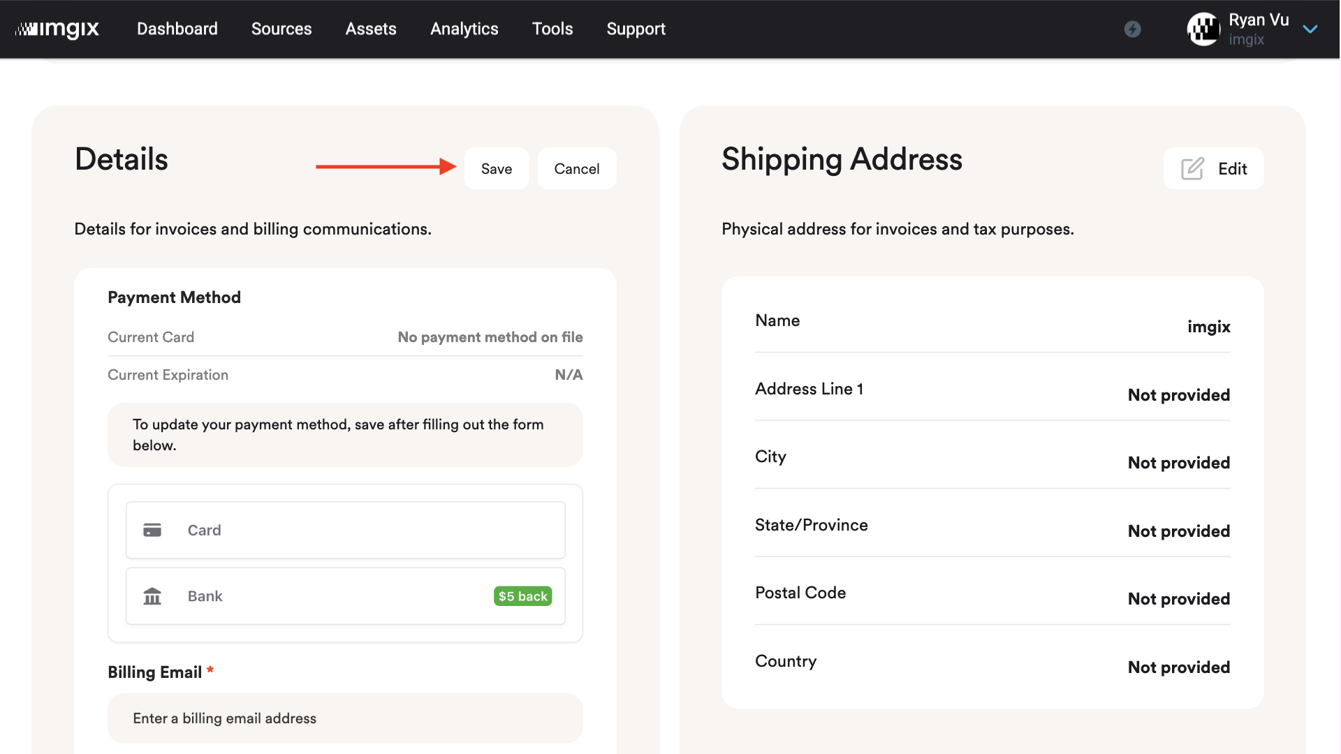 Screenshot- Save Credit Card details