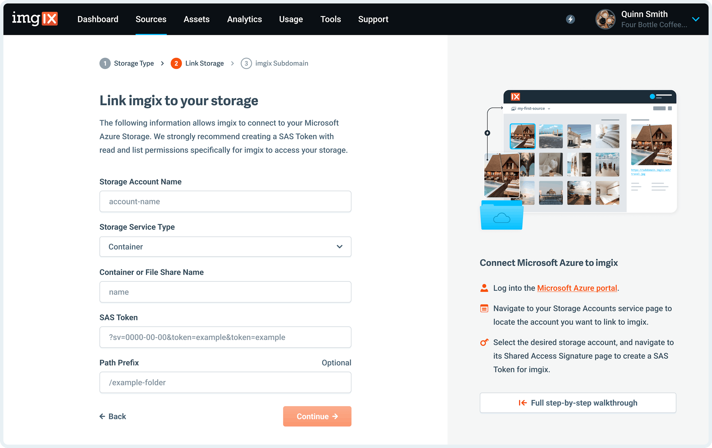 Screenshot-Azure source setup