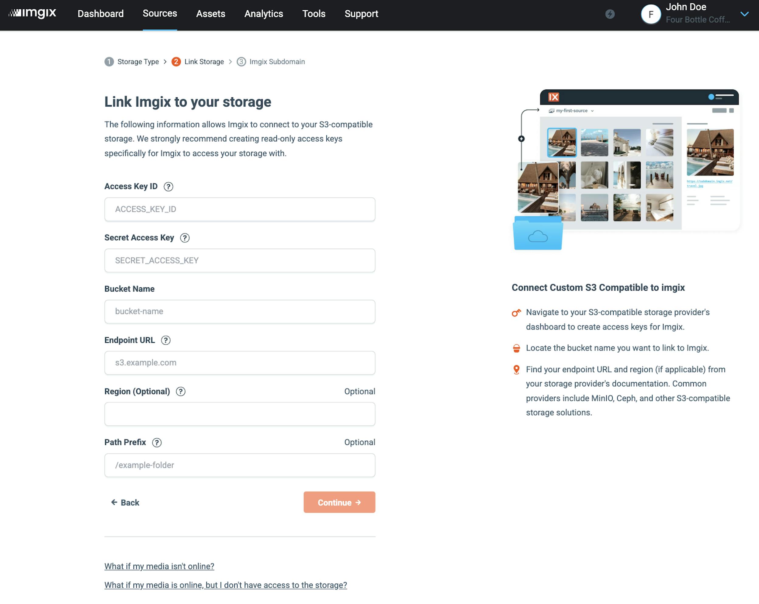 Screenshot for S3-compatible setup