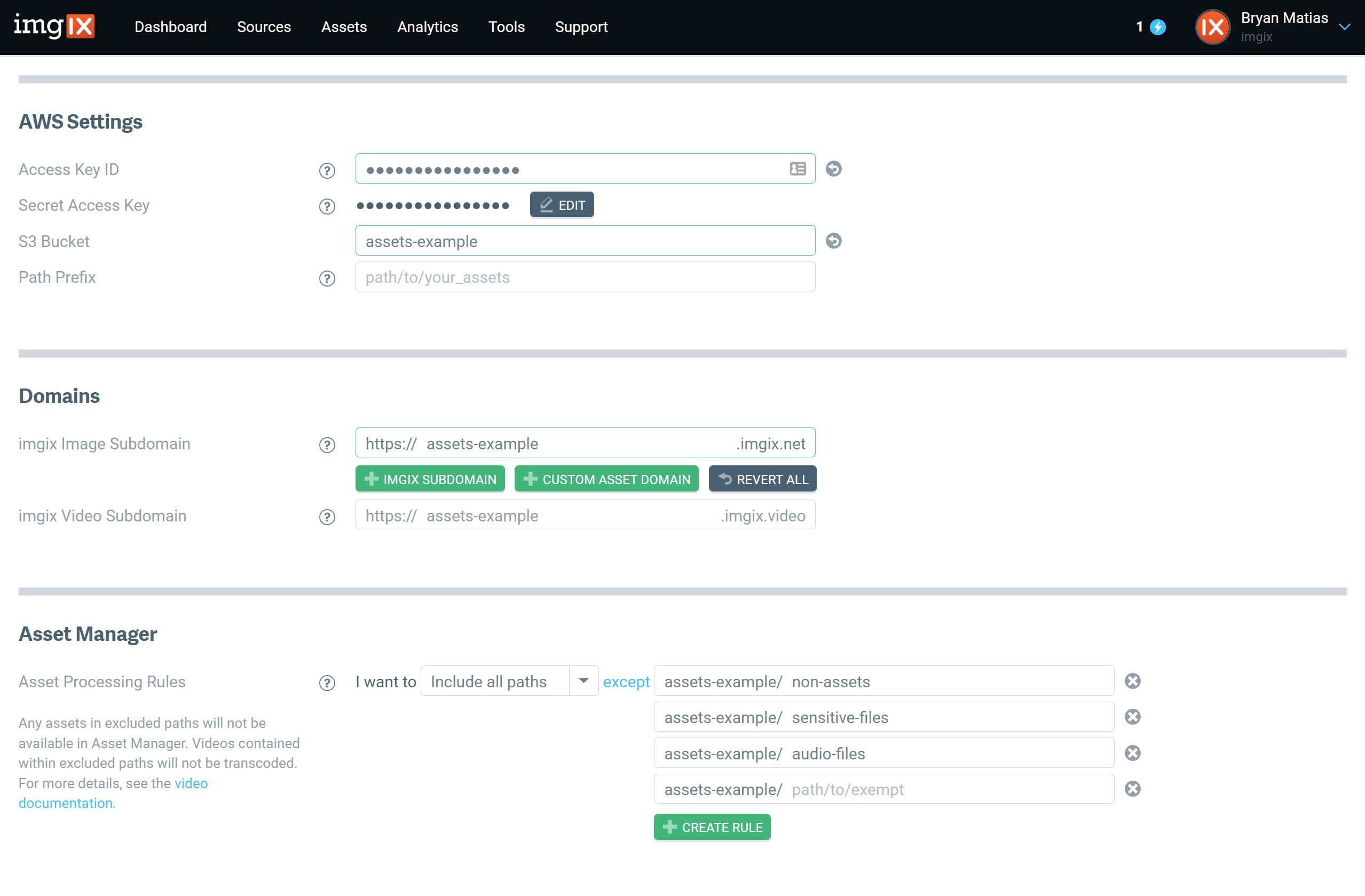Video Source configuration fields