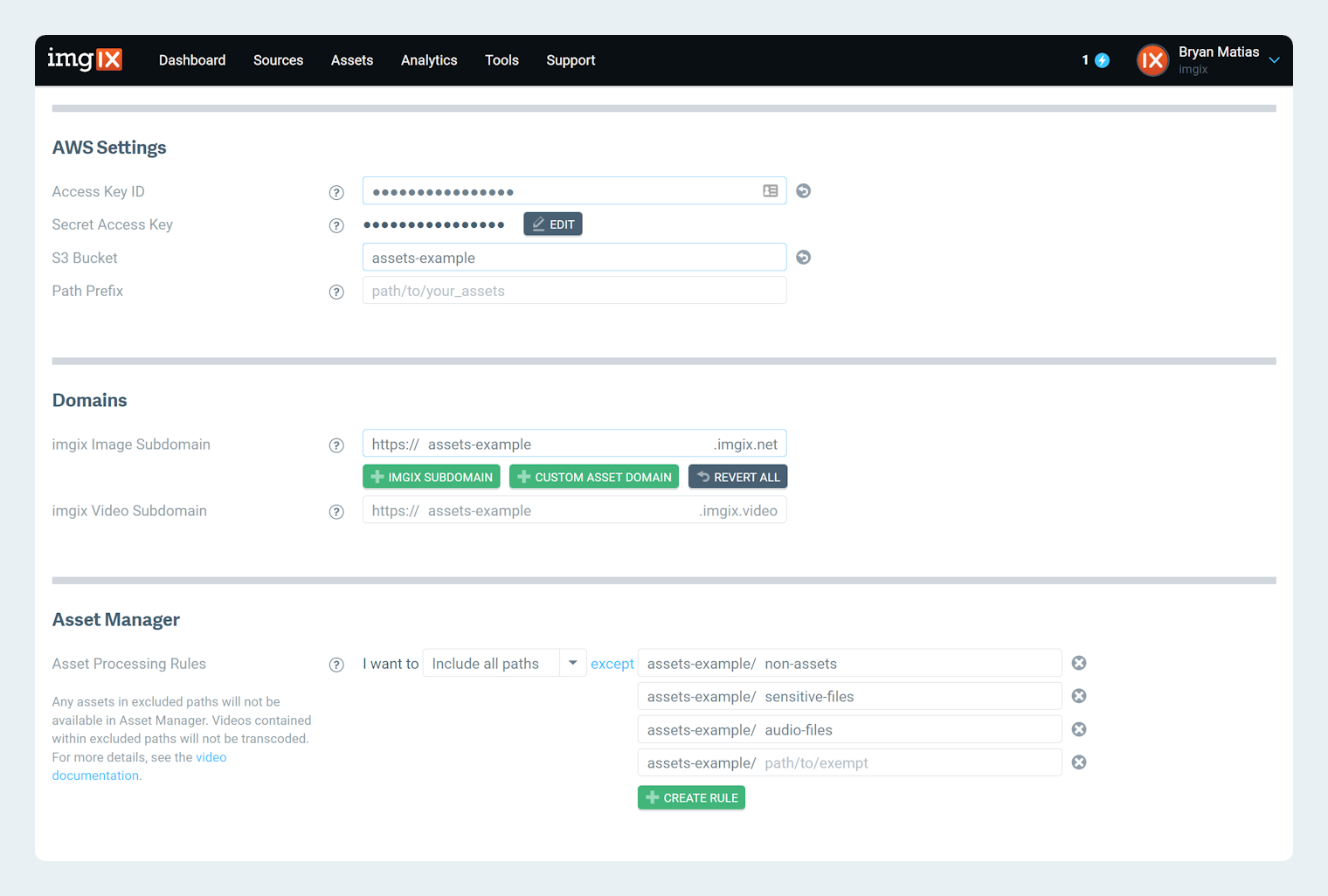 Video Source configuration fields