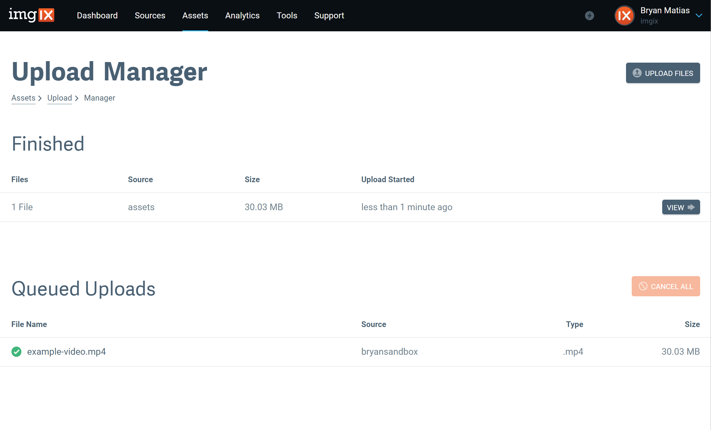 Asset Manager upload page