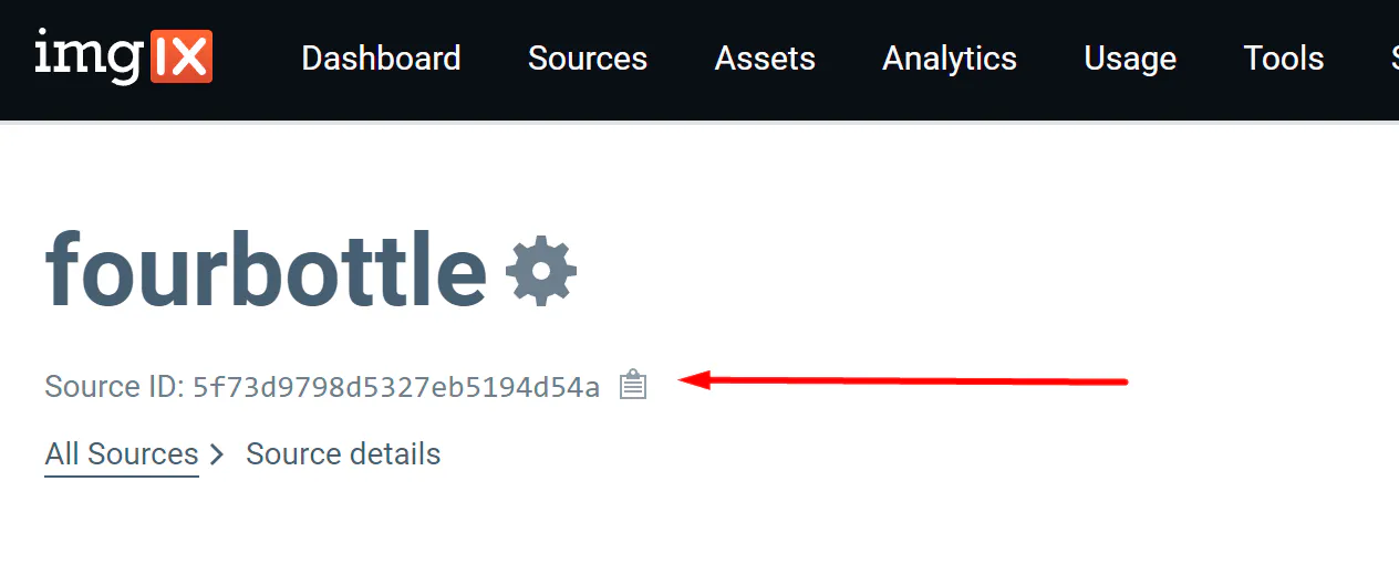 Source ID in the Imgix dashboard