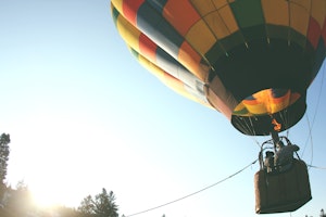 A hot air balloon on a sunny day